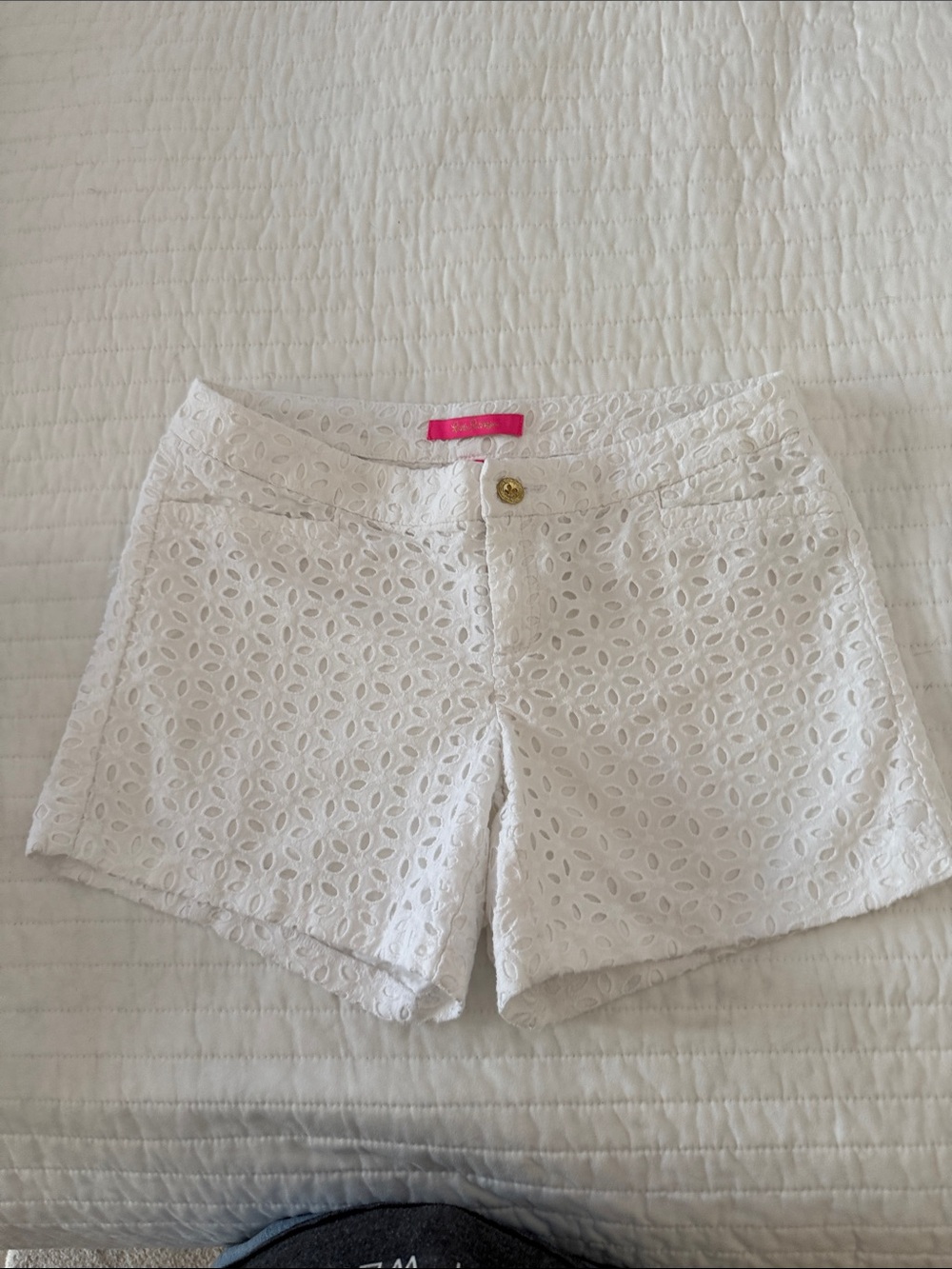 Lilly Pulitzer White Eyelet High-Waist Shorts - Picture 1 of 5